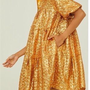 Large Peach Love Tiered Sequined Dress